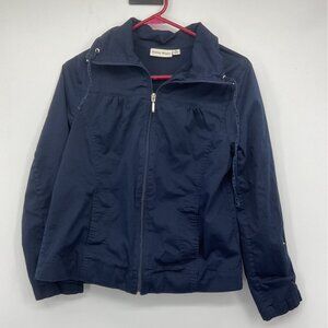 Studio Works Navy Blue Full Zip Lightweight Jacket M Cotton/Spandex Womens